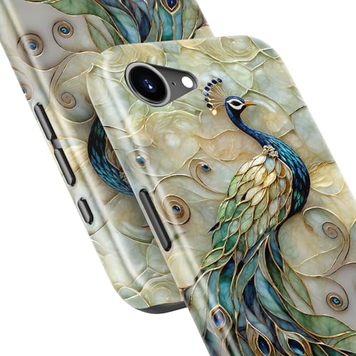 Image of Goodon for iPhone 16e Case Cute - Wireless Charging Compatible - Dual-Layer Hard Shell + Silicone Cover - Protective Phone Case with Trendy Designs for Women - Peacock and Flower | Dual-Layer Hard Shell + Silicone, Slim Fit Protective Phone Cover with Wildflower Designs for Women Girls