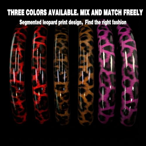 Leopard Print Steering Wheel Cover for Women, 2-Piece Snap-On by HEHKJDNBY - Used condition - Image 6