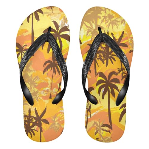 Burbuja Abstract Hawaiian Trees Flip Flops for Women Men, Soft Thong Sandals Rubber Slippers for Pool Beach Essentials