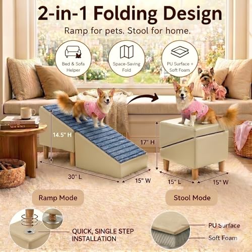 SWYIVY Foldable Dog Stairs for Small Dogs, Pet Steps Ramp for Couch Bed by SWYIVY - Used condition - Image 4