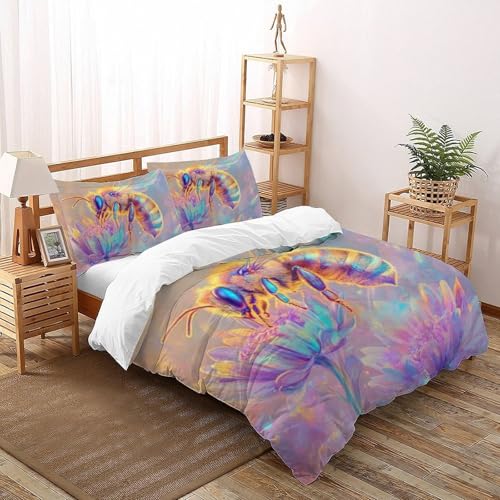 Housse de couette 200x200cm animaux en microfibre avec 2 taies