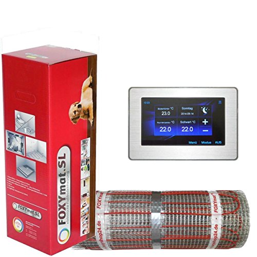 FOXYSHOP24-elektrische Fußbodenheizung PREMIUM MARKE FOXYMAT.SL RAPID (200 Watt pro m²,für die schnelle Erwärmung) mit Thermostat FOXYREG CTFT,Komplett-Set, 3.5 m² (0.5m x 7m) Cover