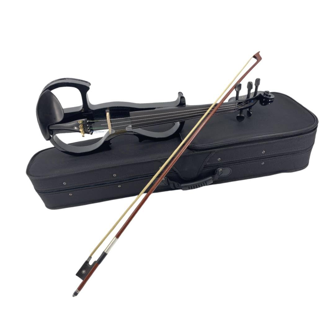 Violino elettrico a 5 corde, violino silenzioso 4/4, set completo con custodia da trasporto per studenti, principianti e adulti, stile EV8 (nero, 5 corde)
