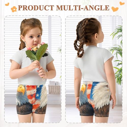 Realistic Bald Eagle American Stars Toddler Biker Shorts Girls Cotton Under Shorts for Dresses 4t Summer Outfits3