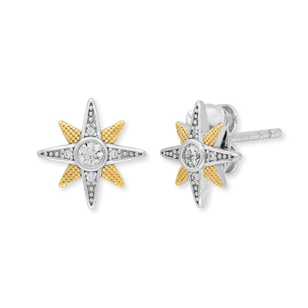Angel Whisperer Women's Zirconia Stud Earrings | 925 Sterling Silver • Colored Gemstone Look • Ø 10mm
