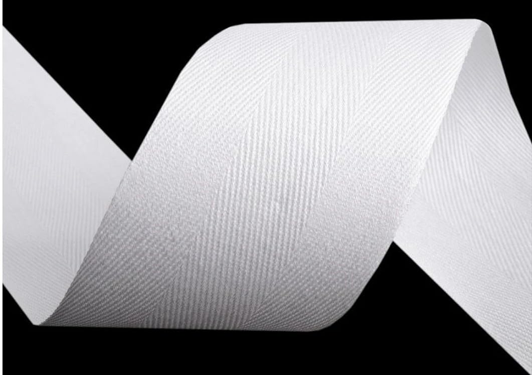 cyclingcolors cinta de sarga de algodón en espiga ancho 40mm x longitud 50m, blanco