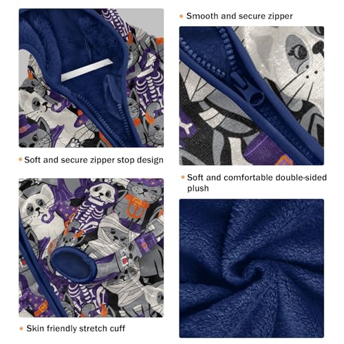 Boys' Fleece Hoody Jacket Zip Up Coat Warm Fall Winter Plush Jacket Halloween Cats Long Sleeve Outerwear3