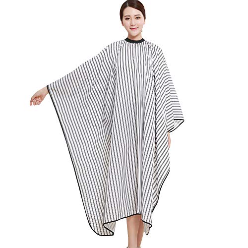 KaHot Salon Professional Hair Stylist Cape,Adult Waterproof Hair Shampoo&Cutting Hairdresser Capes Barber Gown Hairdressing Wrap (K076-Black Stripe)
