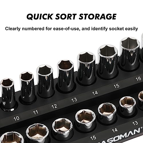 CASOMAN 3PCS Magnetic Socket Organizer, Socket Holder Kit, 1/2-inch, 3/8-inch, 1/4-inch Drive, Holds 75 Metric Sockets - Image 4