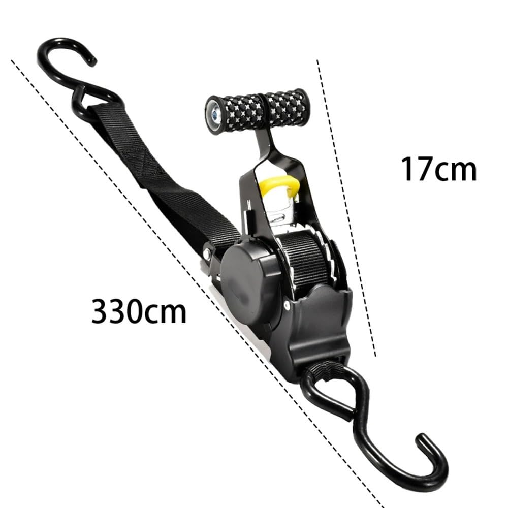 Spanngurte Ladungsband mit S-Haken, strapazierfähig, automatisch einziehbarer Ratschengurt, zur Befestigung, einziehbare Ratschengurte for Auto, Motorrad(Noir)