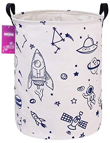 Inghua Laundry Hamper Large Canvas Fabric Lightweight Storage Basket/Toy Organizer/Dirty Clothes Collapsible Waterproof For College Dorms, Boys And Girls Bedroom,Bathroom(Spaceships) #TOP15
