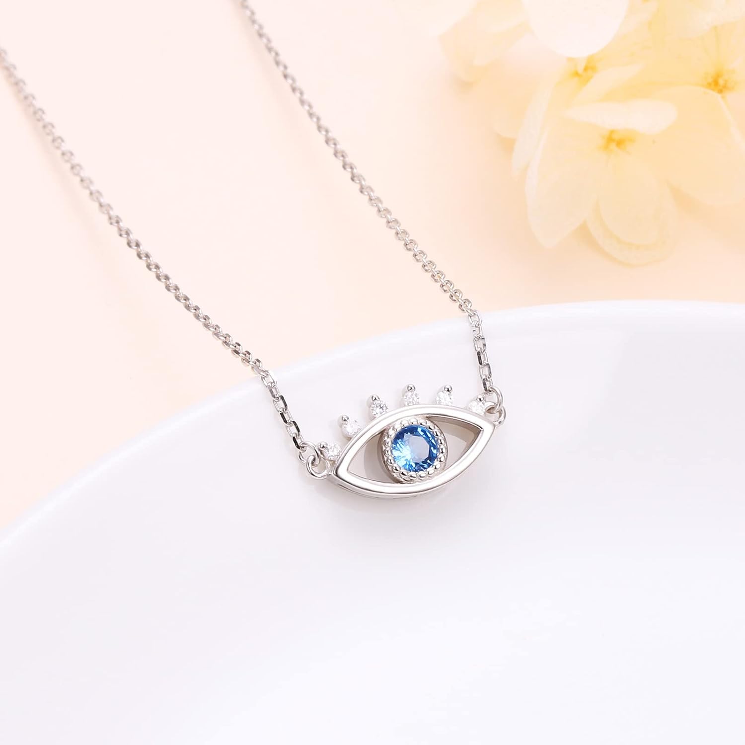 S925 Sterling Silver Evil Eye Hamsa Hand CZ Triple Layered Necklaces for Women - Image 5