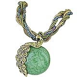 Gift Accessories Necklace Rhinestone Pendant Statement Peacock Womens Bohemian Necklaces & Pendants (Green, One Size)