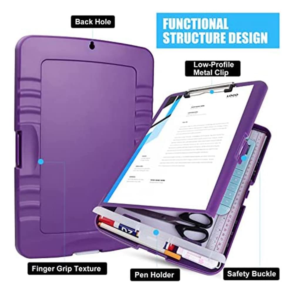 Cartelletta Per Appunti In Plastica - Leggera, Con Clip E Scomparti, Ideale Per Ufficio E Scuola