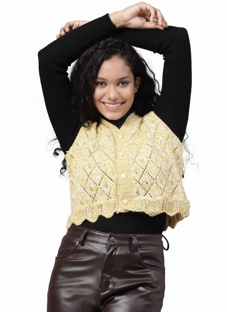 Self Design Dual Tone Argyle Sweater for Women | Woollen Knitted Sweater for Winter | Soft Warm Top for Girls & Ladies Woolen Knit Top for Casual, Office & Travel-image-36