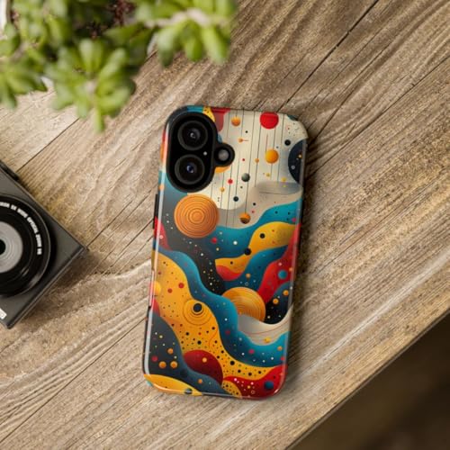 Coque iPhone 16 vagues cosmiques jaune - Protection rigide design