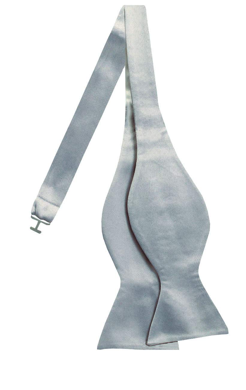 Dobell Mens Silver Bow Tie Self-Tie