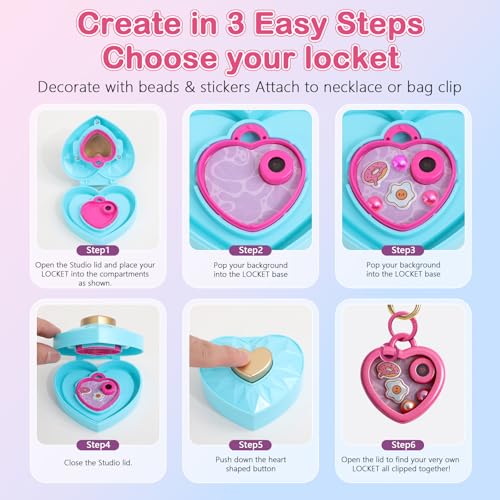 DIY Heart Locket Keychain Making Kit with Magic Zoom Beads, Gifts for Girls Ages 5 6 7 8 9 10, Toys for Girls Bag Charms Craft Set for Backpacks, Purses, Handbags, Valentines Party Favors Classroom - image 4