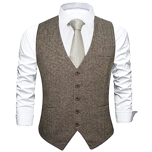Faimo Khaki Vest, Suit Vest For Men Formal, Tweed Vest Men, Business Mens Vest, Mens Dress Vest For Wedding Party #TOP1
