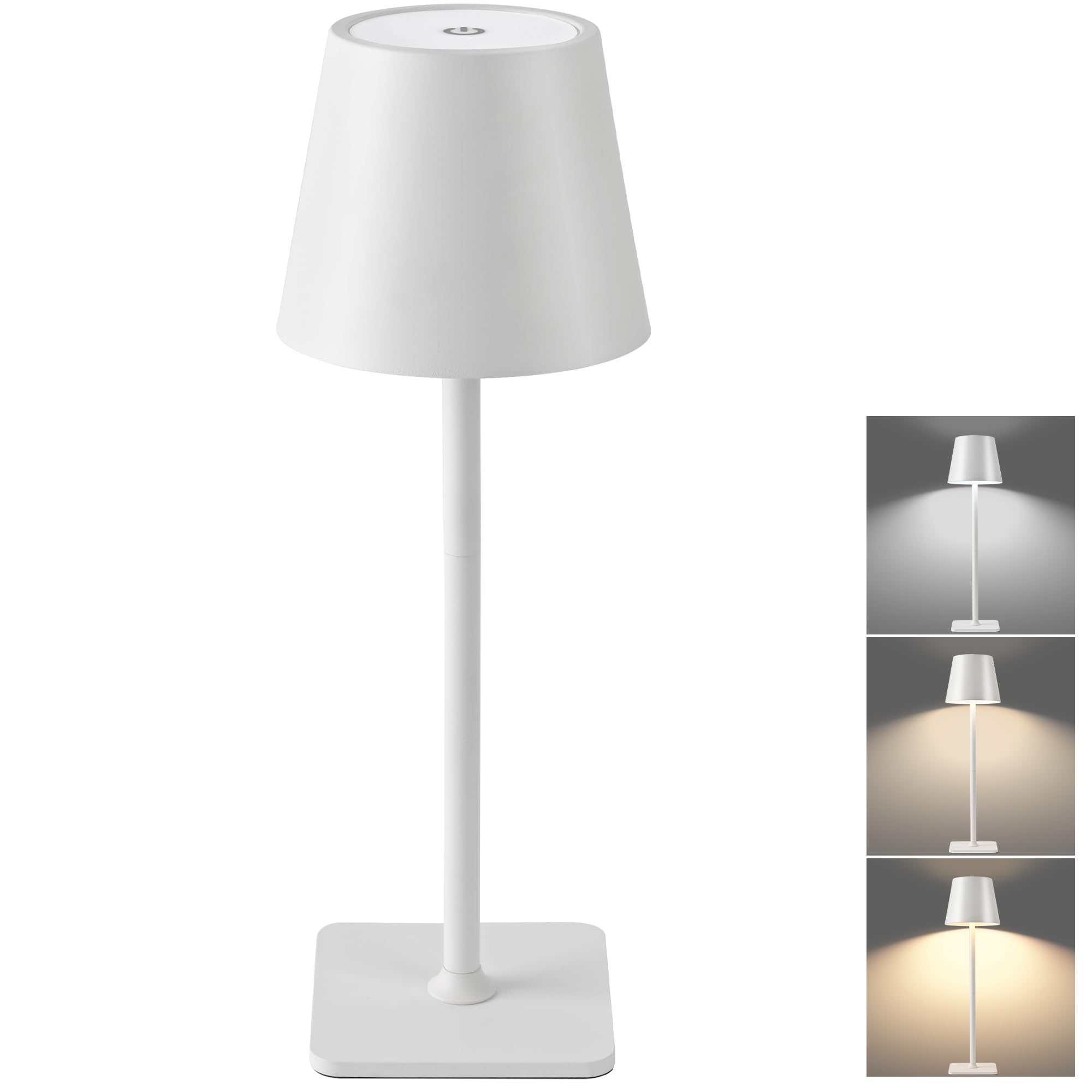 HISEEGO Cordless Table Lamp, Rechargeable lamp Portable, 5200mAh Battery Operated Lamp, 3 Color Stepless Dimming Up, Table Lamp for Restaurant/Bars/Outdoor Party/Camping/Coffee Shop(White)-image-44