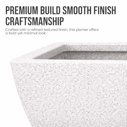 Image of Go Hooked Recta Curve 36 Inch Rectangle Planter Pot | Big Size Polymer Gamla for Plants | Heavy-Duty UV Resistant Outdoor & Indoor Flower Pot for Balcony, Terrace & Garden (White)