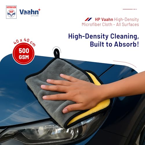 Image of HP Vaahn Microfiber Cloth | Ultra Absorbent, Lint-Free Car Cleaning & Drying Towel | High-Density, Reusable & Eco-Friendly (40x40 - Double-Sided)