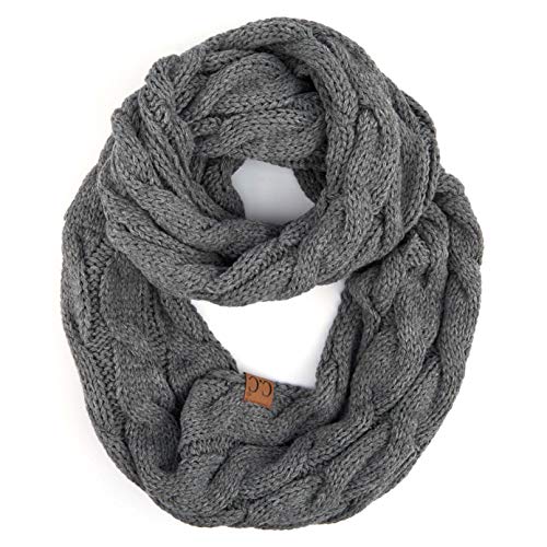 C.C Exclusives Multi Color Cable Knit Infinity Scarf (SF-800) (Lt. Mel Grey)
