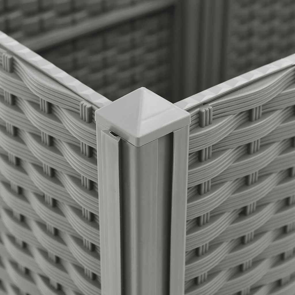 vidaXL Raised Bed 47.2"x15.7"x15", Light Gray Polypropylene Flower Box Garden Planter for Patio, Balcony, and Outdoor Spaces - Stylish Rattan Pattern