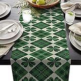 St Patricks Day Table Runners 72 Inches Long,Dresser Scarves Shamrock Scottish Plaid Table Runners f