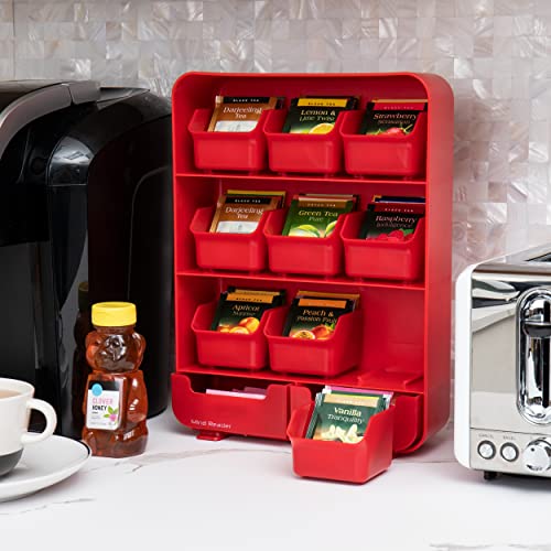 Mind Reader 9 Removable Drawers Tea Bag Holder And Condiment Organizer, Red #TOP1