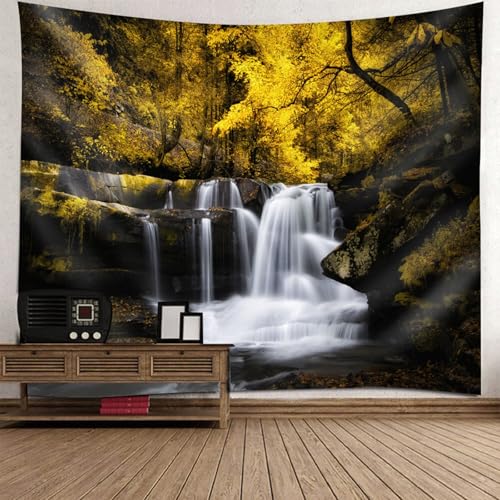 Tapisserie Motif Cascade Forêt Tenture Décoration Murale Salon Grand Format