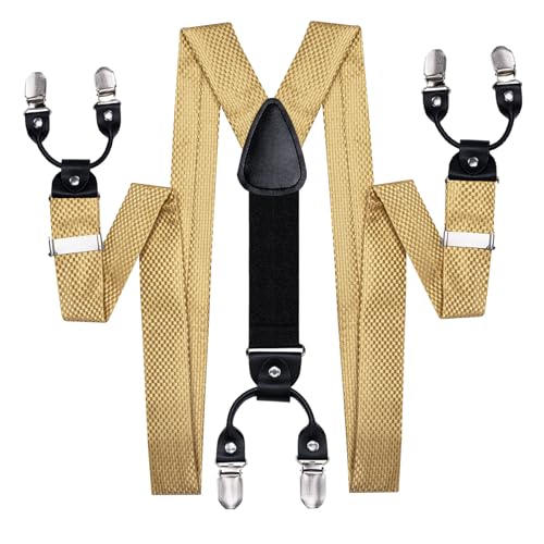 Image of Dubulle Suspender and Bow Tie for Men Paisley Solid Mens Suit Braces Pretied Bowtie and Handkerchief Cufflinks Formal Wedding