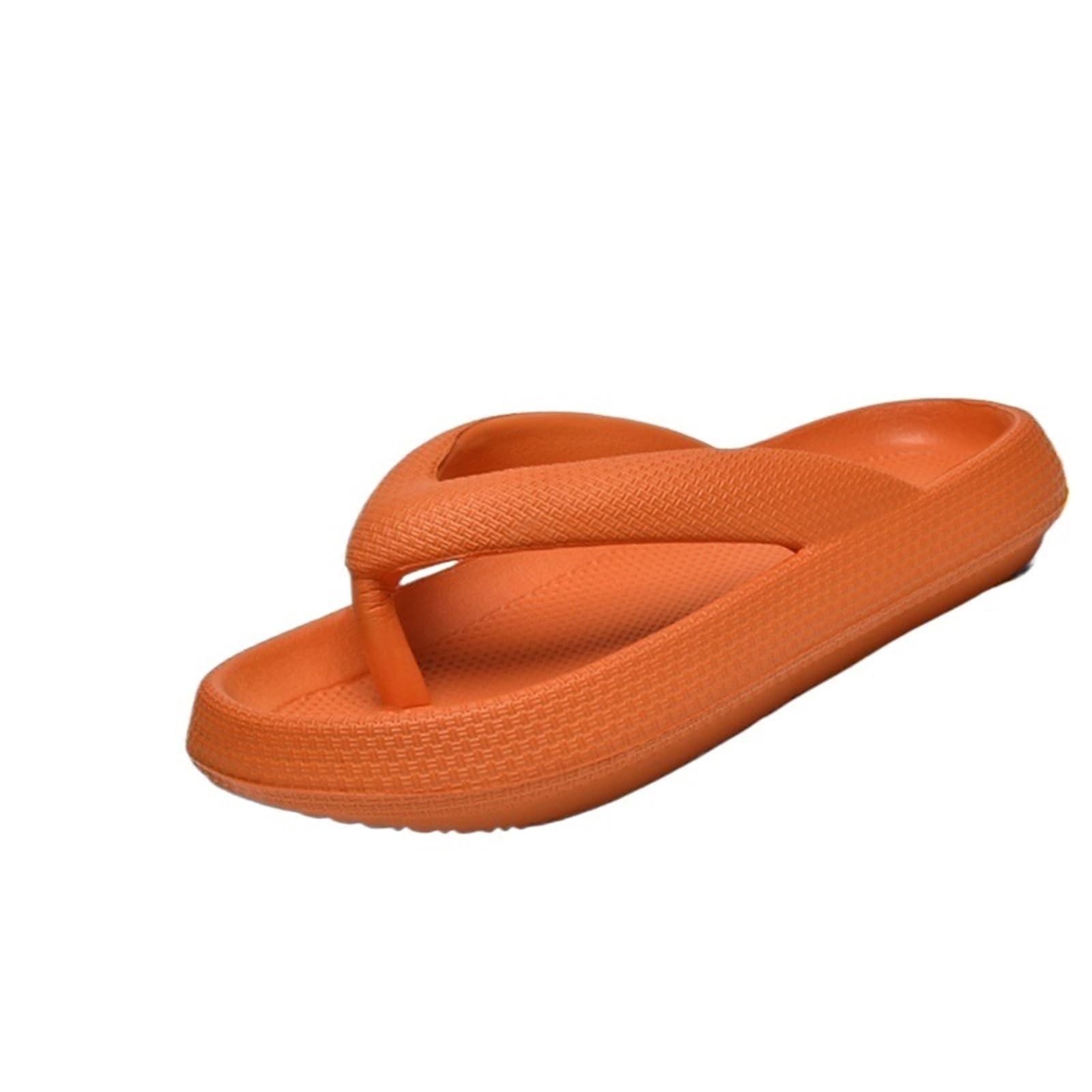 ERHTGUO Ladies Lightweight Solid Color Sandals - Casual Indoor/Outdoor Couples Flip Flops, Comfortable Slip-On Beach Footwear(Orange,38-39)