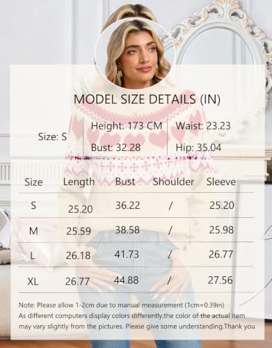 Image of Women's Fair Isle Sweater Crew Neck Long Sleeve Fall Vintage Knit Tops