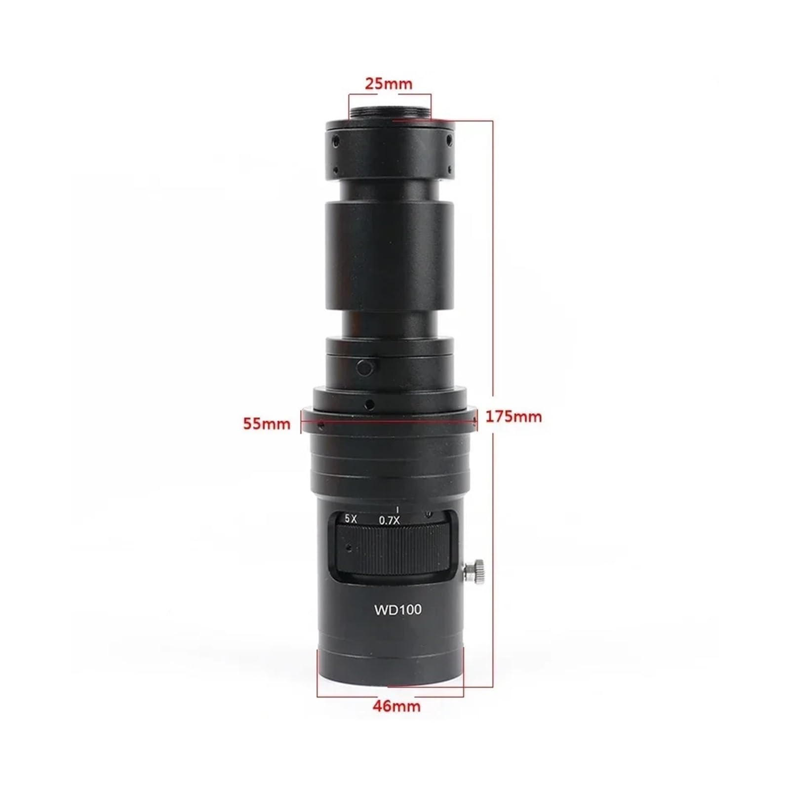 FHD 200X 400X Zoom WD100 Continuously Variable 0.7X-5X Adjustable Magnification C-Mount Lens for HDMI VGA USB Microscope Camera(400X)