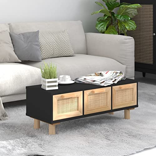 Bulliing Mesa de Centro Mesa de Centro Salon Mesa Auxiliar Salon Mesa Salon Centro Madera contrachapada y de Pino Negro 80x40x30 cm