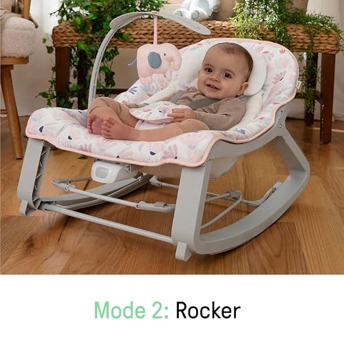 Image of Ingenuity Keep Cozy 3-in-1 Grow with Me Vibrating Baby Bouncer Seat & Infant to Toddler Rocker, Vibrations & -Toy Bar, 0-30 Months Up to 40 lbs (Pink Burst)