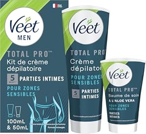 Kit d'Épilation Intime Veet Men - Crème Dépilatoire et Baume de Soin
