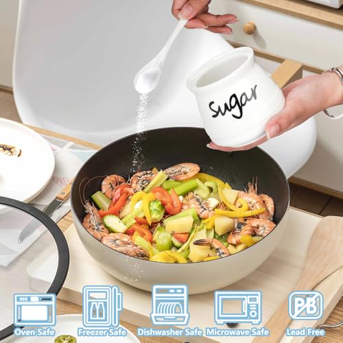 Swetwiny Ceramic Sugar Bowl with Lid and Spoon