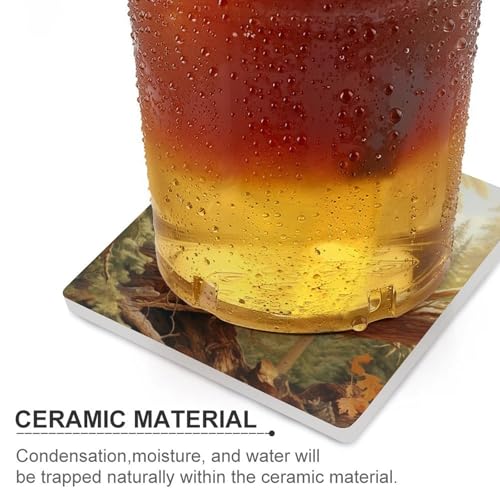 Dessous de verre absorbants céramique liège avec ours mignon 9.4cm
