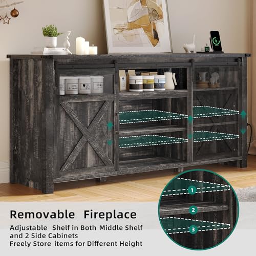 Yitahomebuffetstoragecabinetwithpoweroutlet66farmhousesideboardcabinetwslidingbarndoorsandadjustableshelflargecoffeebarwinecabinetforkitchenlivingroomdarkrusticoak Urban Country Home Decor Yitahome buffet storage cabinet with power outlet 66 farmhouse sideboard cabinet wsliding barn doors and adjustable shelf large coffee bar wine cabinet for kitchen living room dark rustic oak urban country home decor