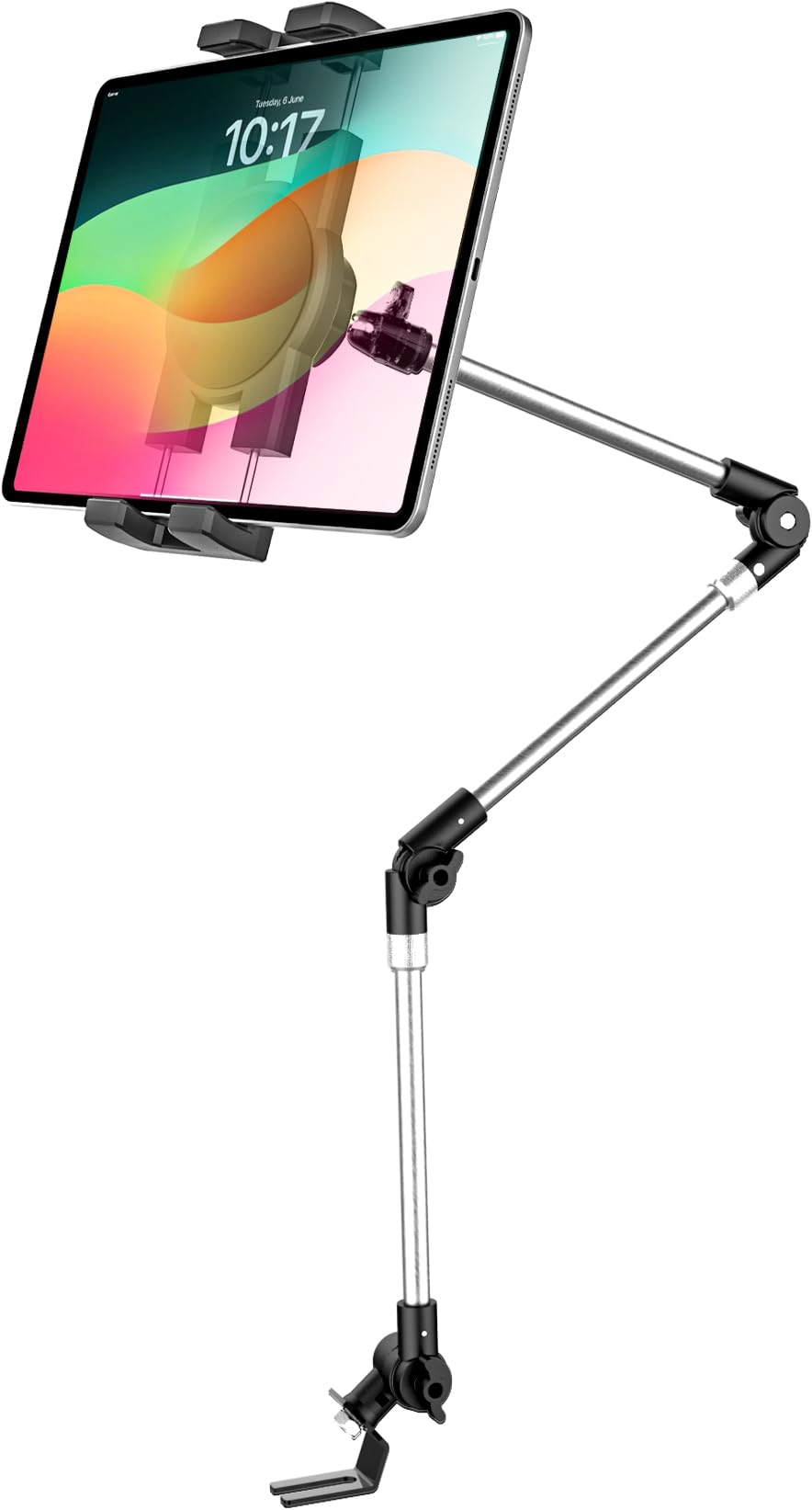 woleyi 車載ホルダー 前席 シートレールタブレットホルダー 【ヘビータイプ】トラックシートボルト用 タブレットスタンド 助手席 携帯電話スタンド 900mmアルミアーム 360度回転 自由調節 対応機種4.7-13インチデバイス iPad Pro 12.9 11 / Air Mini/Galaxy Tab/Surface/Sony