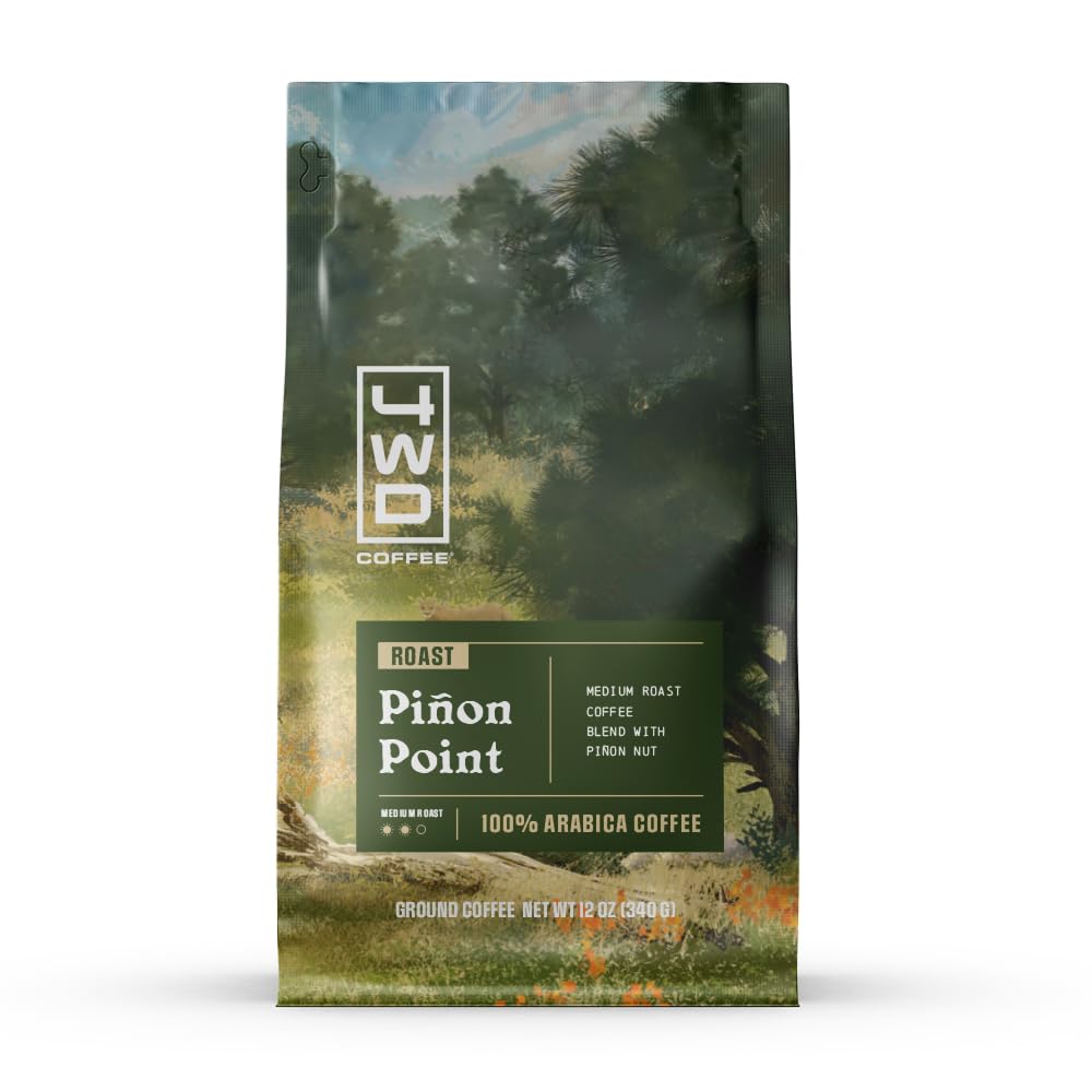 4WD Coffee Pinon Point Ground Coffee - Medium Roast - 12 Oz Bag - Adventure Ready Camp Coffee - Arabica Beans - Fresh Roasted in Texas