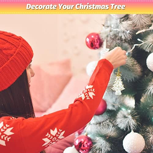 RECHCIGA Mini Crystal Christmas Tree Desktop Christmas Tree Decoration Glass Tabletop Christmas Tree Statue Hanging and Placed for Crystal Christmas Tree Ornaments Holiday Home Decor Gift 6.1*3.8cm