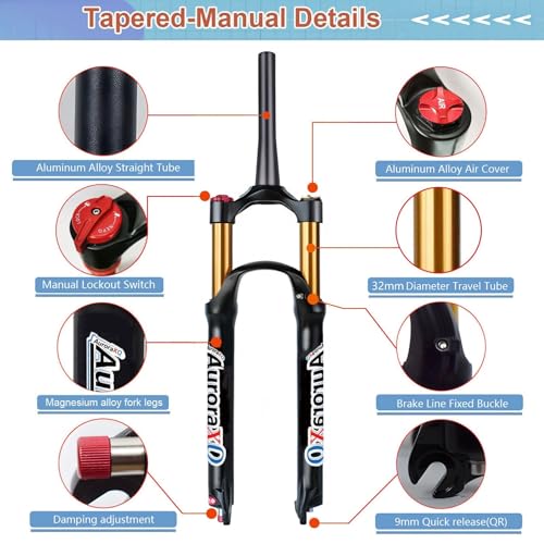 Fourche VTT AuroraXQ suspension pneumatique pour réparer pivot conique - 4