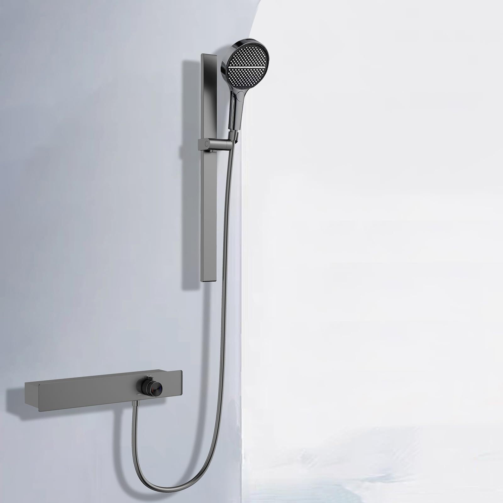 Mitigeur de bain mural chromé LWX avec colonne de douche réglable