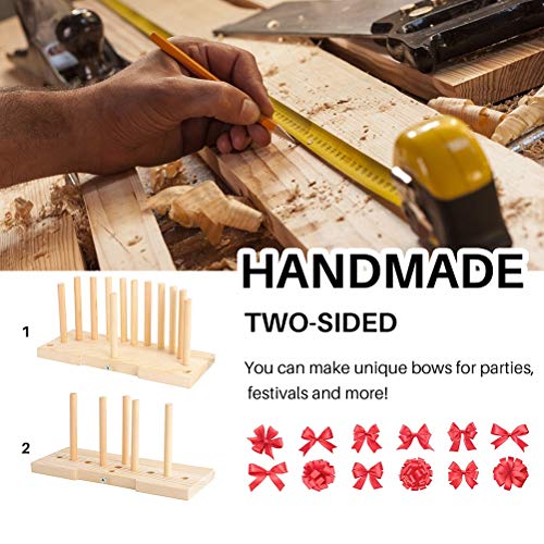 Wooden Wreath Bow Maker Tool, Portable Bow Tie Machine for Customiz Present Easy Bow Making with Multi Strand Ribbon - Image 3