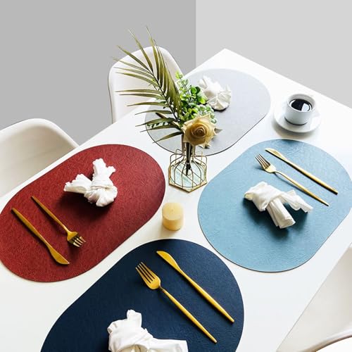 Sets de table moderne pour repas de famille bleu orange marron