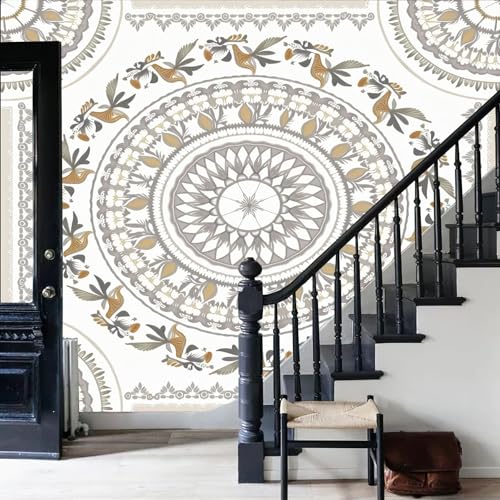 Papier peint panoramique mandala pour cacher les défauts du mur