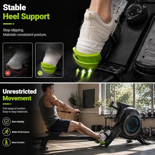 2-Pack Heel Saver for Merach Rowing Machine Q1S – Heel Support Helper, Anti-Slip Foot Holder Extension, Stable & Easy-to-Install Rowing Machine Accessory (Green)